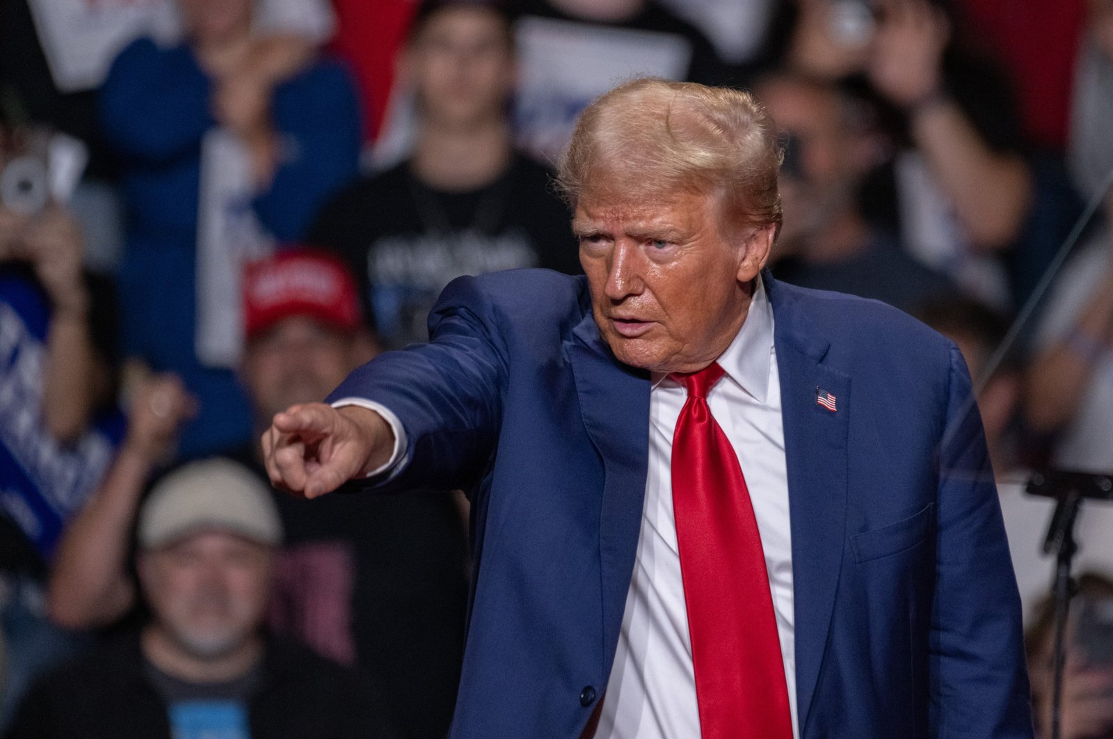 Former U.S. President and Republican nominee for president Donald Trump gestures during a rally in Indiana, Pennsylvania, U.S., Sept. 23, 2024. (EPA Photo)