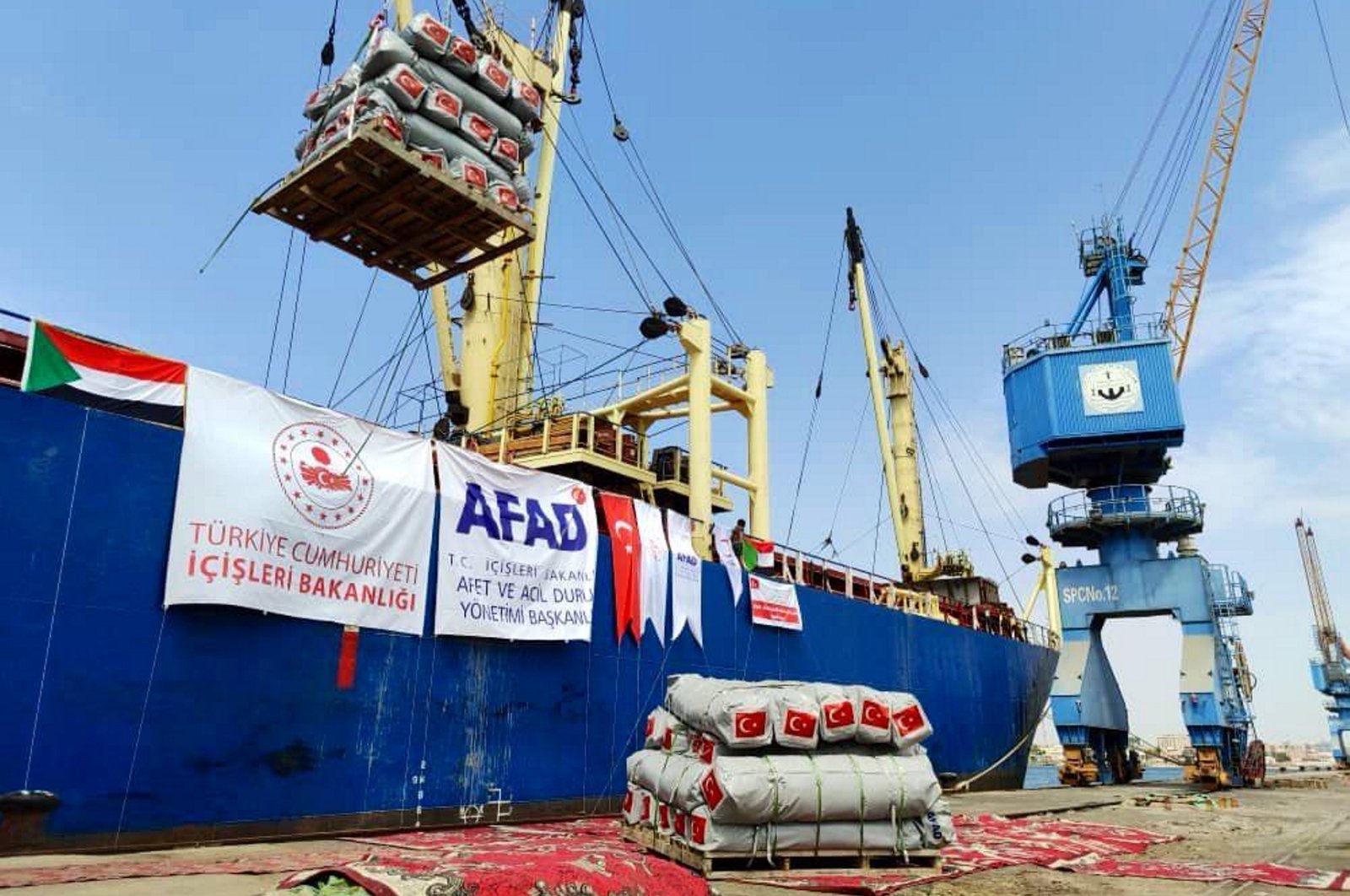 The second &quot;goodness ship&quot; carrying humanitarian aid materials docks in Port Sudan, Sudan, Sept. 23, 2024. (AA Photo)