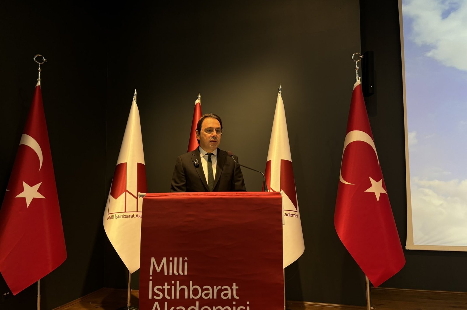 Professor Talha Köse makes a speech at the inauguration of the program, Ankara, Türkiye, Sept. 23, 2024. (Courtesy of National Intelligence Academy)