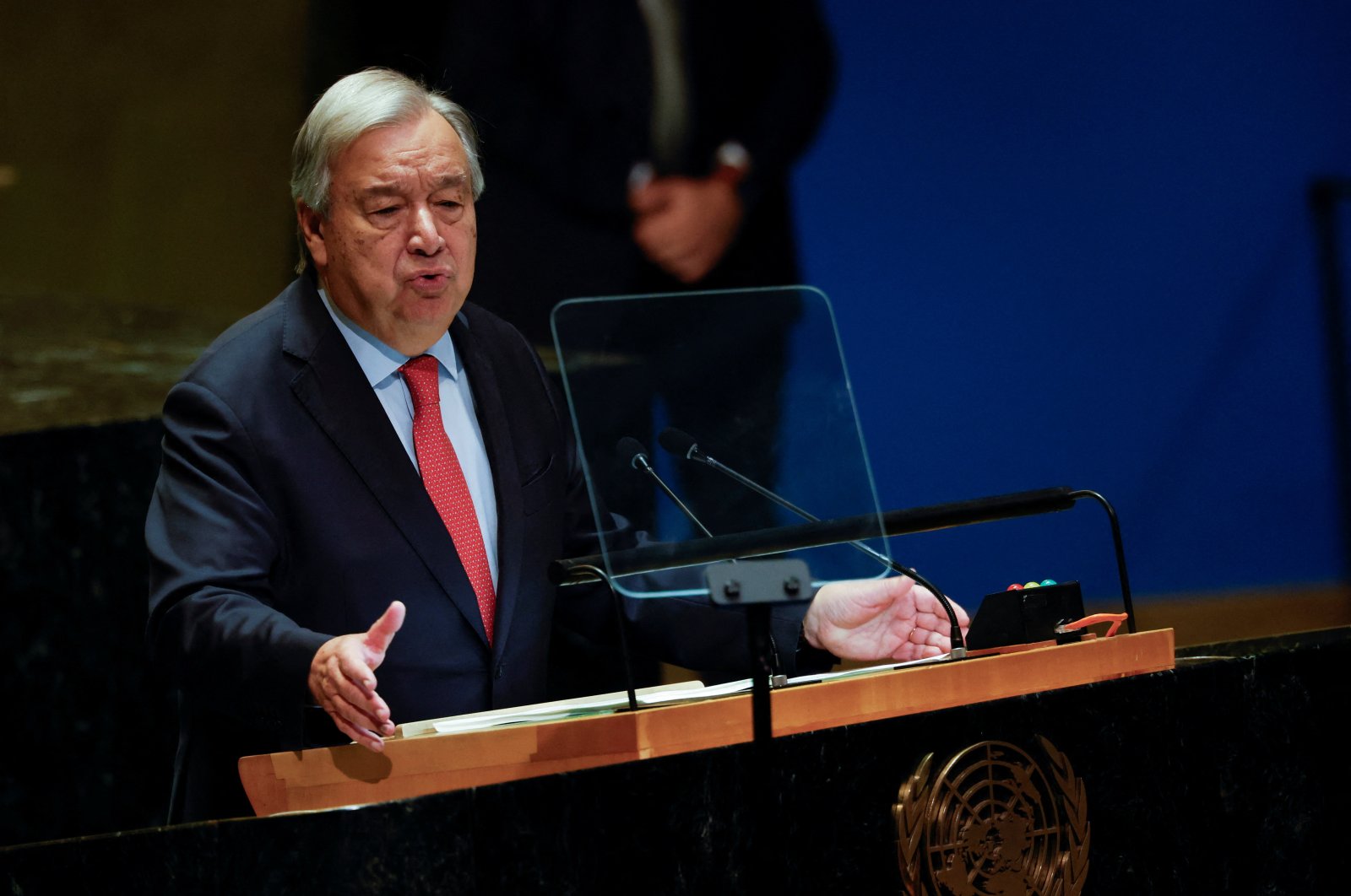 United Nations Secretary-General Antonio Guterres addresses the 79th United Nations General Assembly at U.N. headquarters in New York, U.S., Sept. 24, 2024. (Reuters Photo)