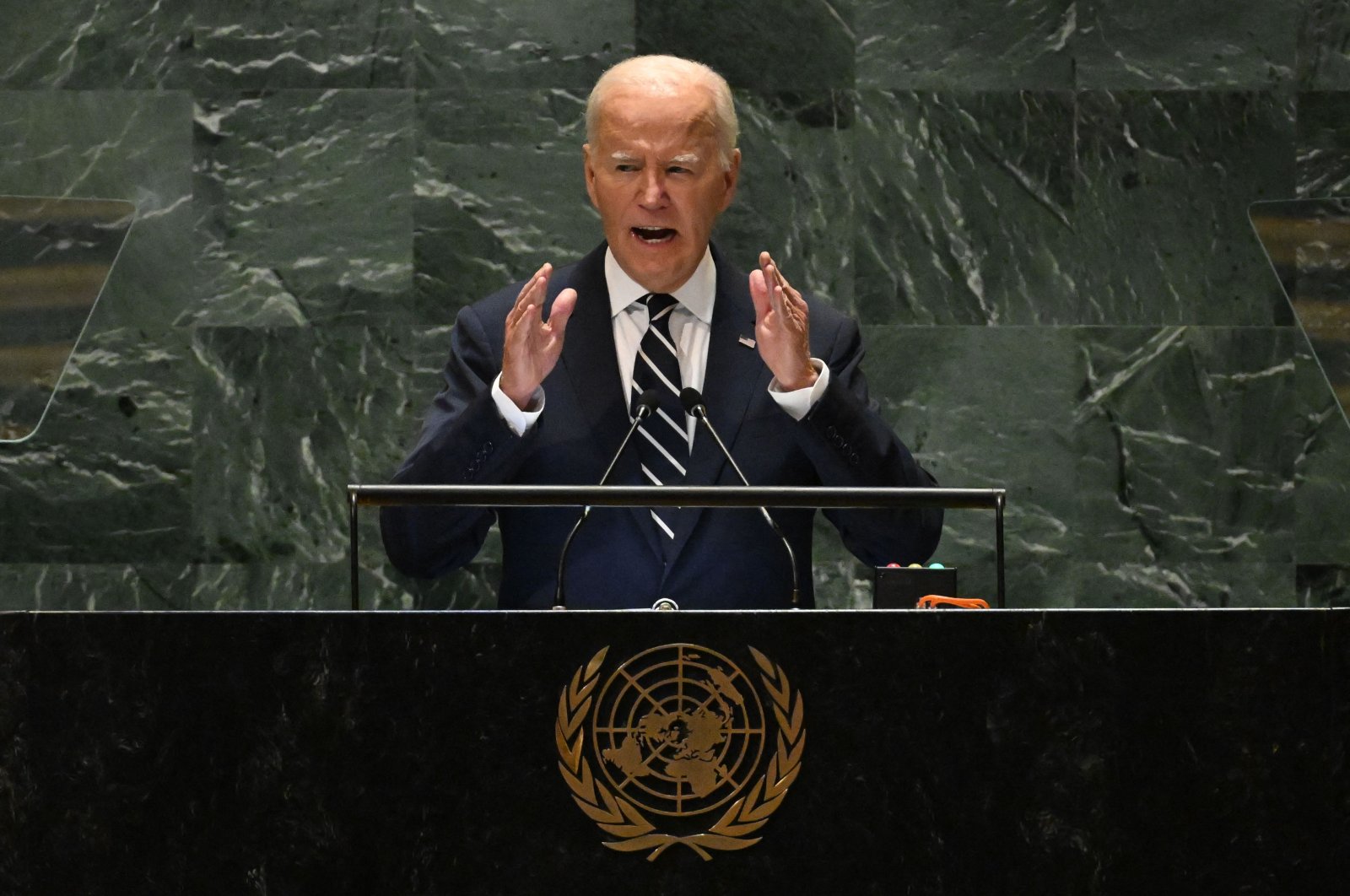 U.S. President Joe Biden speaks during the 79th Session of the United Nations General Assembly at the United Nations headquarters in New York City, Sept. 24, 2024. (AFP Photo)