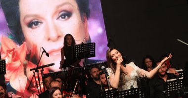 Turkish singer Umut Akyürek performs during a concert to honor Zeki Müren in Bodrum, western Türkiye, Sept. 24, 2024. (AA Photo)