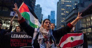 People gather to protest the Israeli attacks on Lebanon and Gaza, in New York City, U.S., Sept. 24, 2024. (Reuters Photo)