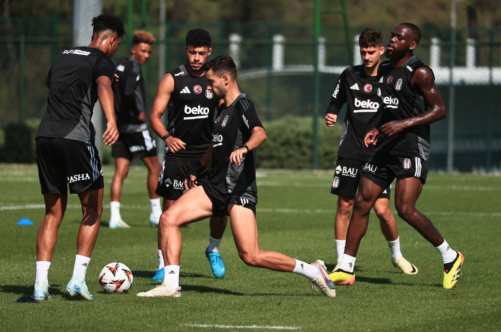 Beşiktaş players train ahead of the Europa League match against Ajax, Istanbul, Türkiye, Sept. 24, 2024. (DHA Photo)