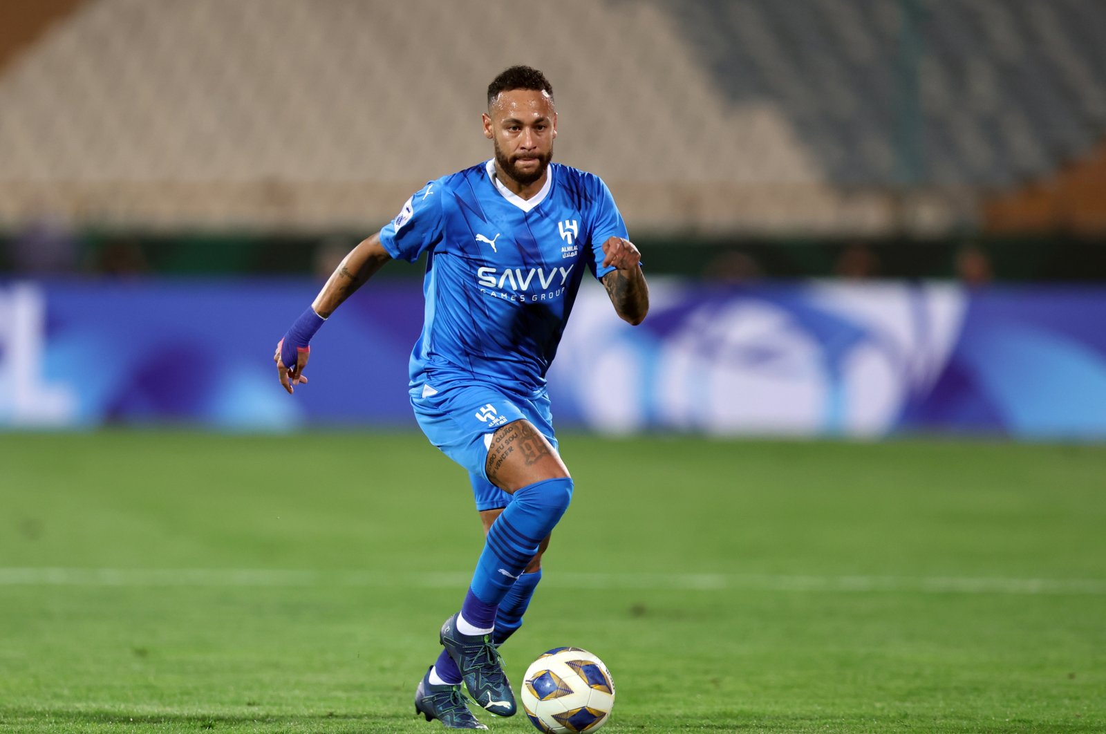 Al-Hilal&#039;s Neymar in action during the AFC Champions League match between Nassaji Mazandaran and Al-Hilal at Azadi Sports Complex, Tehran, Iran, Oct. 3, 2023. (Getty Images Photo)