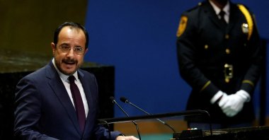 Greek Cypriot leader Nikos Christodoulides addresses the 79th United Nations General Assembly at U.N. headquarters in New York, U.S., Sept. 25, 2024. (Reuters Photo)