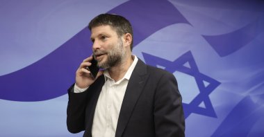 Israeli Finance Minister Bezalel Smotrich arrives for a weekly cabinet meeting in Jerusalem, March 5, 2023. (AP Photo)