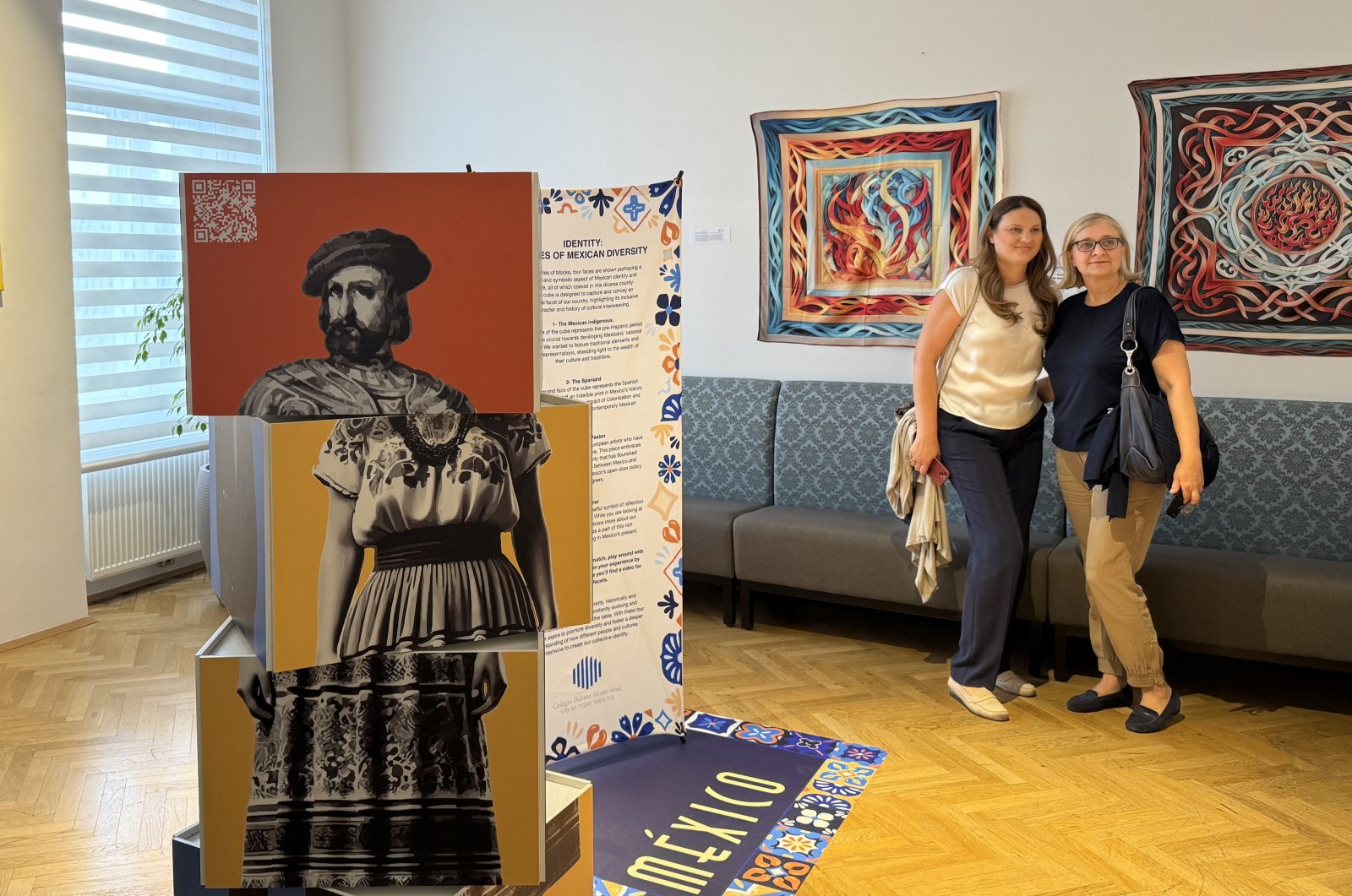 Visitors take pictures with the artwork organized by the Yunus Emre Institute (YEE) in partnership with the International Cultural Diversity Organization, Vienna, Austria, Sept. 25, 2024. (AA Photo)