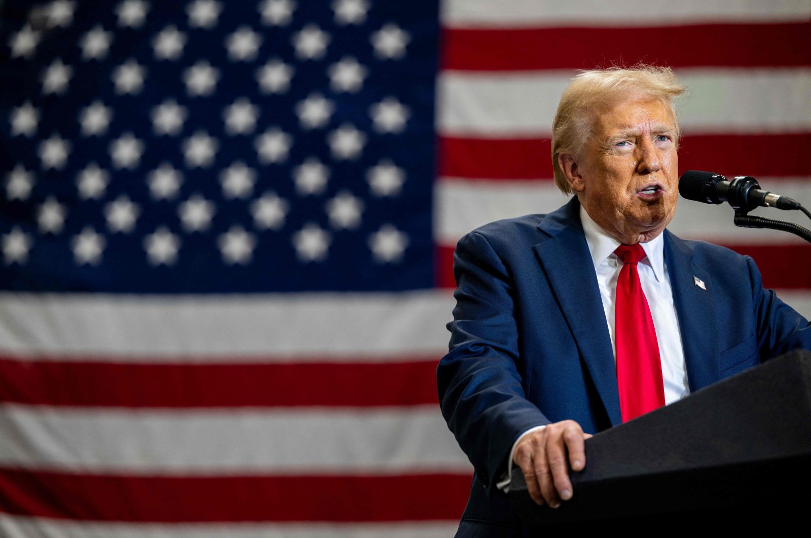 Republican presidential nominee, former U.S. President Donald Trump speaks at a campaign rally, in Mint Hill, North Carolina, U.S., Sept. 25, 2024. (AFP Photo)