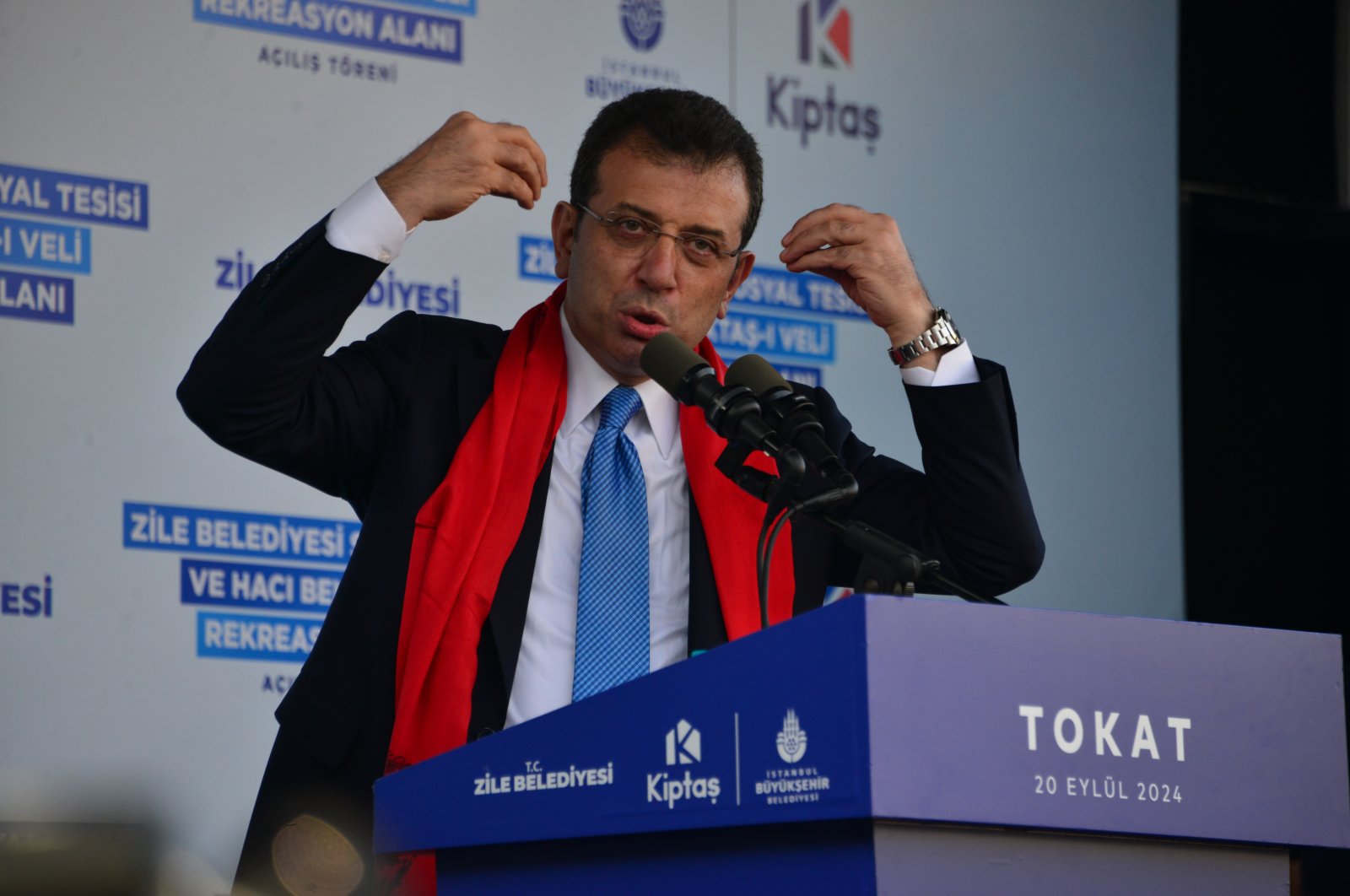 Istanbul Mayor Ekrem Imamoğlu speaks at an event in Tokat, north-central Türkiye, Sept. 20, 2024. (DHA Photo)