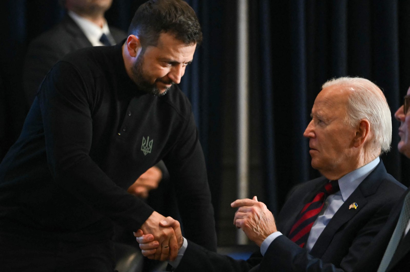 Ukrainian President Volodymyr Zelenskyy (L) shakes hands with U.S. President Joe Biden during an event in New York, U.S., Sept. 25, 2024. (AFP Photo)