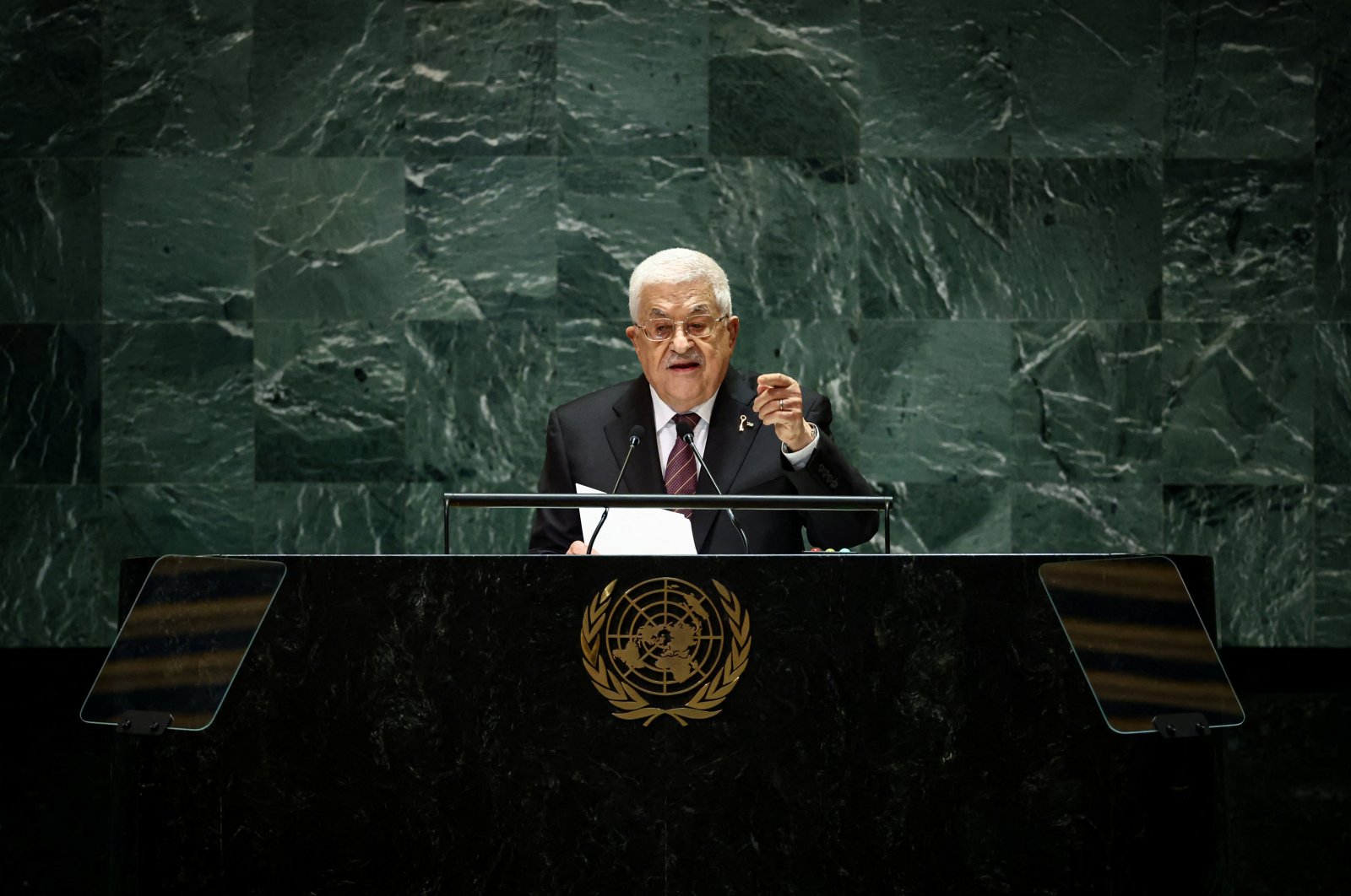 
Palestinian President Mahmoud Abbas addresses the 79th United Nations General Assembly at United Nations headquarters in New York, U.S., Sept. 26, 2024. (Reuters Photo)