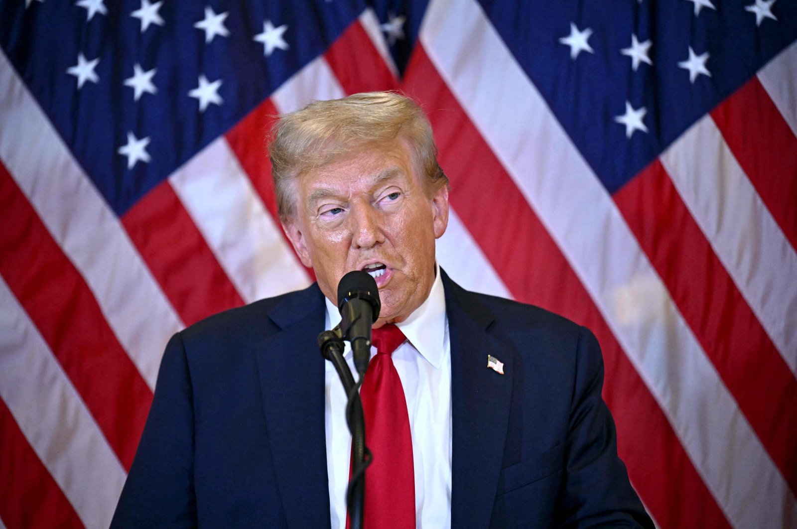 Republican presidential candidate and former U.S. President Donald Trump delivers remarks to the press at Trump Tower, New York City, U.S., Sept. 26, 2024. (AFP Photo)