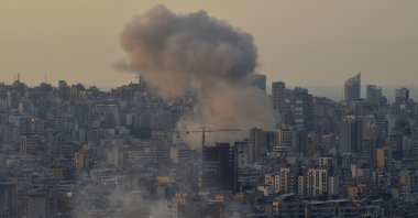 Smoke rises following Israeli airstrikes in the Chiyah area in the southern suburbs of Beirut, Lebanon, Sept. 28, 2024. (EPA Photo)