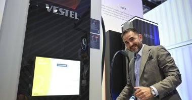 Vestel CEO Ergün Güler speaks to the press during the IAA Transportation 2024 event, Hannover, Germany, Sept. 22, 2024. (AA Photo)