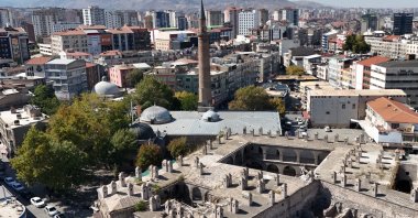 An aerial view of Kebir Mosque shows its historic architecture, Kayseri, Türkiye, Sept. 29, 2024. (IHA Photo)
