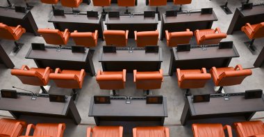 A view of empty parliamentary seats before the end of the recess at Parliament, in the capital Ankara, Türkiye, Sept. 25, 2024. (AA Photo)