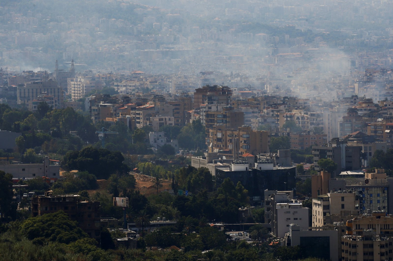 Smoke billows over Beirut&#039;s southern suburbs, amid ongoing hostilities between Hezbollah and Israeli forces, as seen from Sin El Fil, Lebanon, Sept. 29, 2024. (Reuters Photo) 