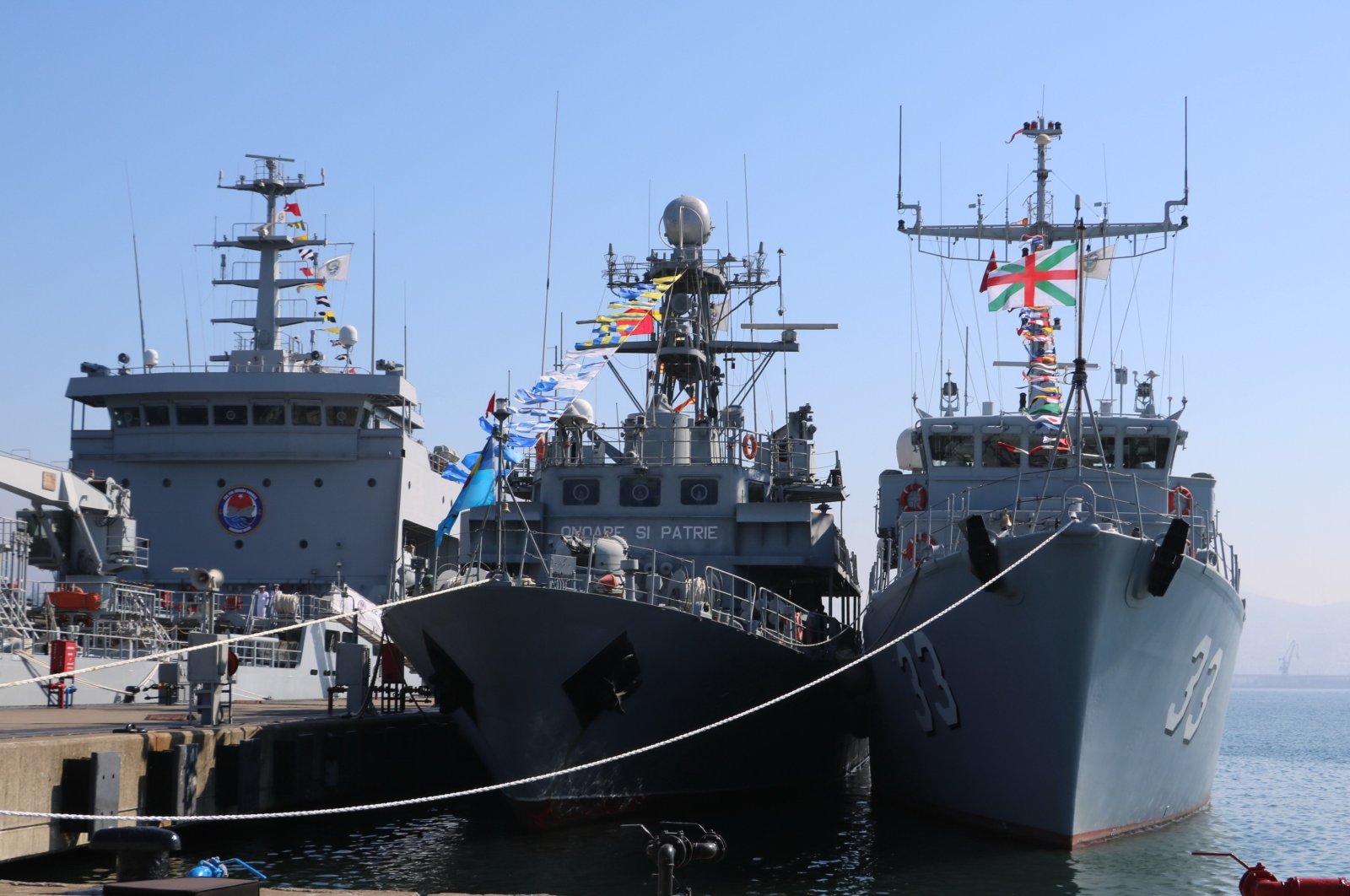 MCM Black Sea vessels anchored at a port in Zonguldak, northern Türkiye, Sept. 28, 2024. (IHA Photo)