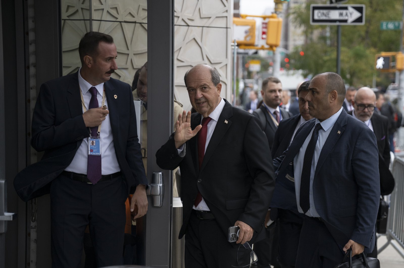 Turkish Republic of Northern Cyprus President Ersin Tatar visits the Turkish House, New York, U.S., Sept. 25, 2024. (AA Photo)