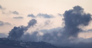 Smoke rises as a result of an Israeli airstrike near al-Khiam in southern Lebanon, as seen from the Israeli side of the border, Sept. 30, 2024. (EPA Photo)