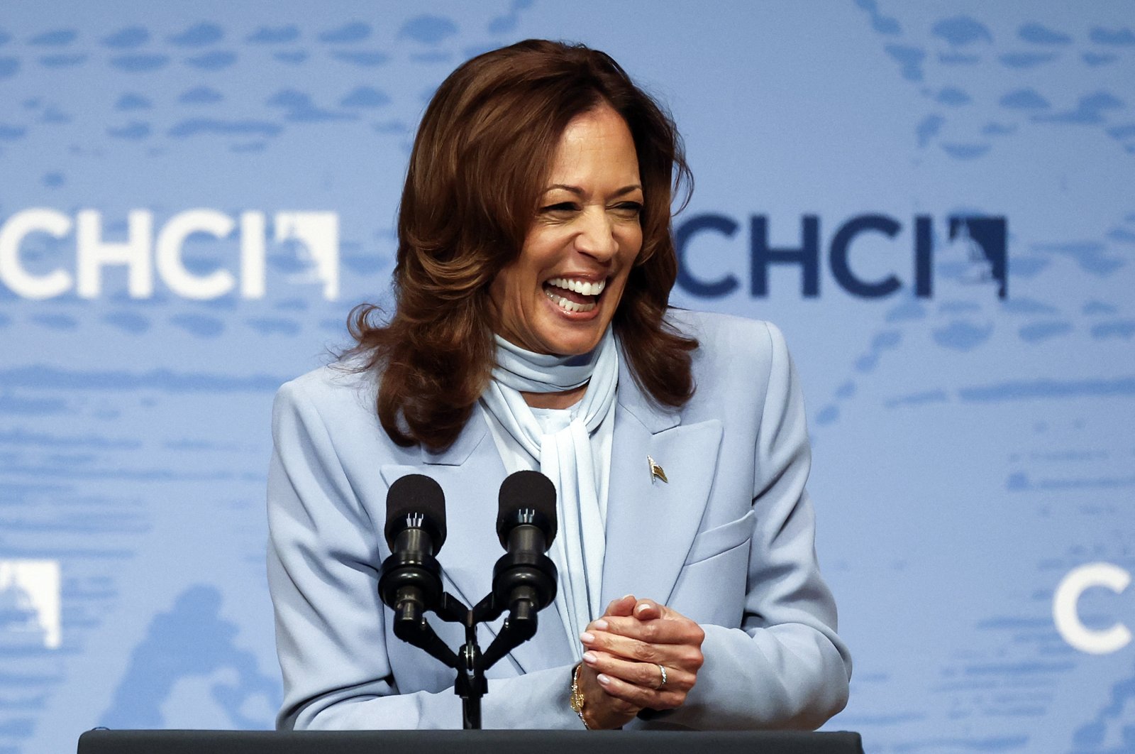 Democratic presidential nominee, U.S. Vice President Kamala Harris delivers remarks at the Congressional Hispanic Caucus Institute&#039;s 47th Annual Leadership Conference at the Ronald Reagan Building and International Trade Center, Washington, U.S., Sept. 18, 2024. (Getty Images via AFP Photo)