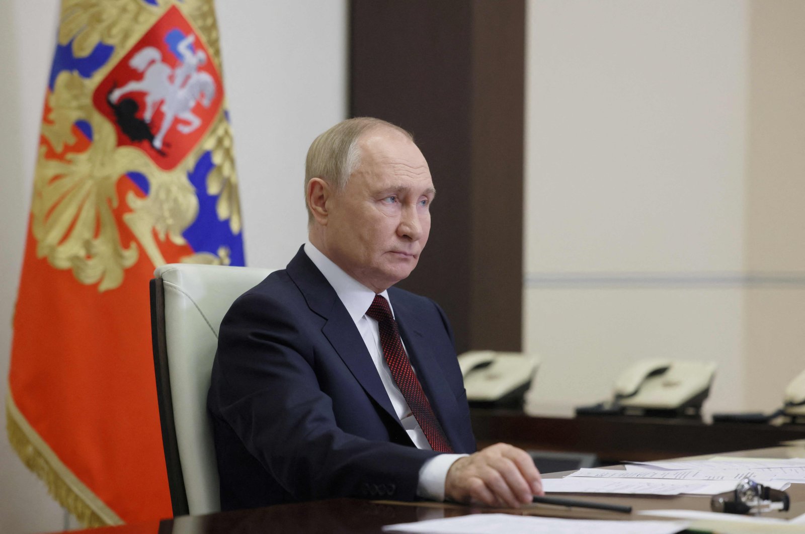 Russia&#039;s President Vladimir Putin chairs a meeting in Moscow, Russia, Sept. 30, 2024. (AFP Photo)