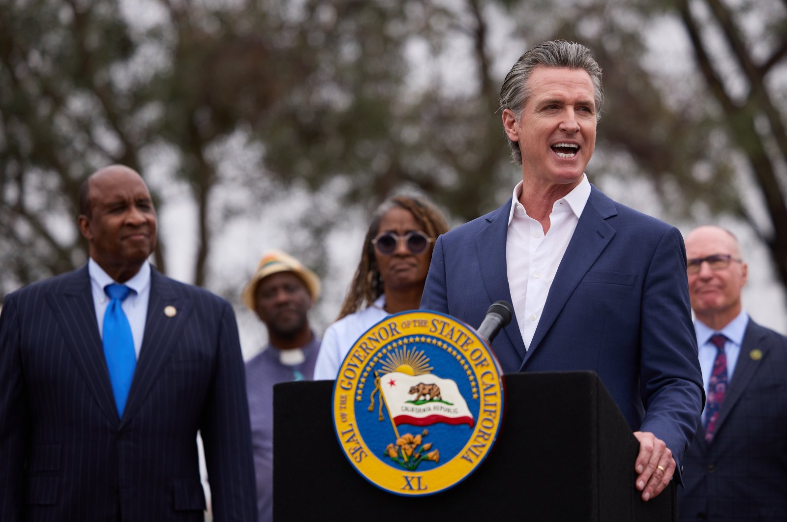 California Governor Gavin Newsom speaks during a news conference in Los Angeles, California, U.S., Sept. 25, 2024. (EPA Photo)