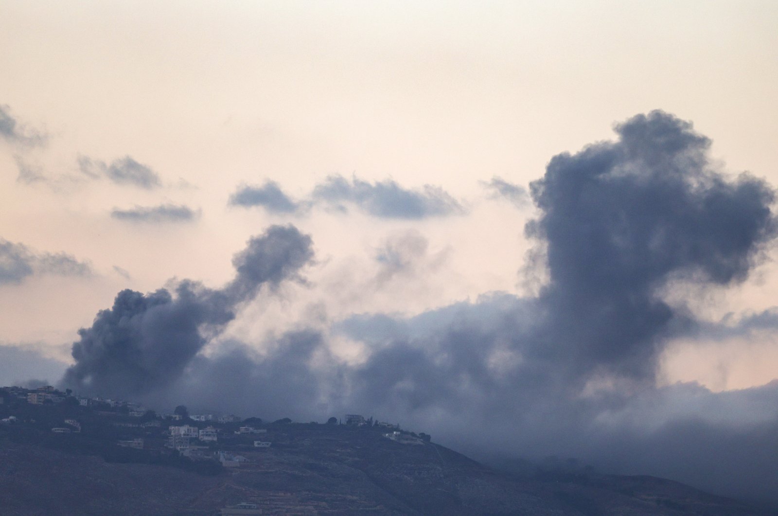 Smoke rises as a result of an Israeli airstrike near Al Khiam in southern Lebanon, as seen from the Israeli side of the border, northern Israel, Sept. 30, 2024. (EPA Photo)