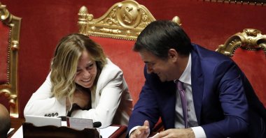 Prime Minister Giorgia Meloni with the Minister for European Affairs, Cohesion Policies and the PNRR, Raffaele Fitto, during the Communications of the President of the Council in view of the meeting of the European Council of 27 and 28 June 2024 at the Senate Chamber. Rome, Italy, June 26, 2024 (Getty Images Photo)