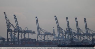 Cranes used for shipping containers rise from the Port of Newark in New York City, U.S., Sept. 30, 2024. (AFP Photo)