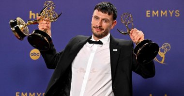 Scottish actor Richard Gadd, winner of the Outstanding Limited or Anthology Series for &quot;Baby Reindeer&quot;, poses in the press room during the 76th Emmy Awards at the Peacock Theatre at L.A. Live, Los Angeles, U.S., Sept. 15, 2024. (AFP Photo)