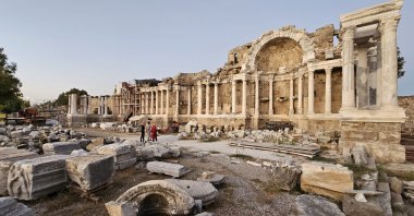 The ancient city of Side showcases intricate architectural details from the 2nd century B.C., Antalya, Türkiye, Oct. 1, 2023. (DHA Photo)