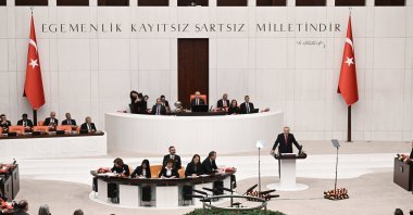 President Recep Tayyip Erdoğan addresses the Turkish Parliament, Ankara, Türkiye, Oct. 1, 2024. (AA Photo)