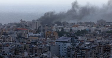 Smoke rises from Beirut's southern suburbs after an Israeli strike, as seen from Hadath, Lebanon, Oct. 1, 2024. (Reuters Photo)