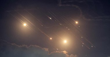 This picture shows projectiles above the city of Baqa al-Gharbiya, Israel, October 1, 2024. (AFP Photo)