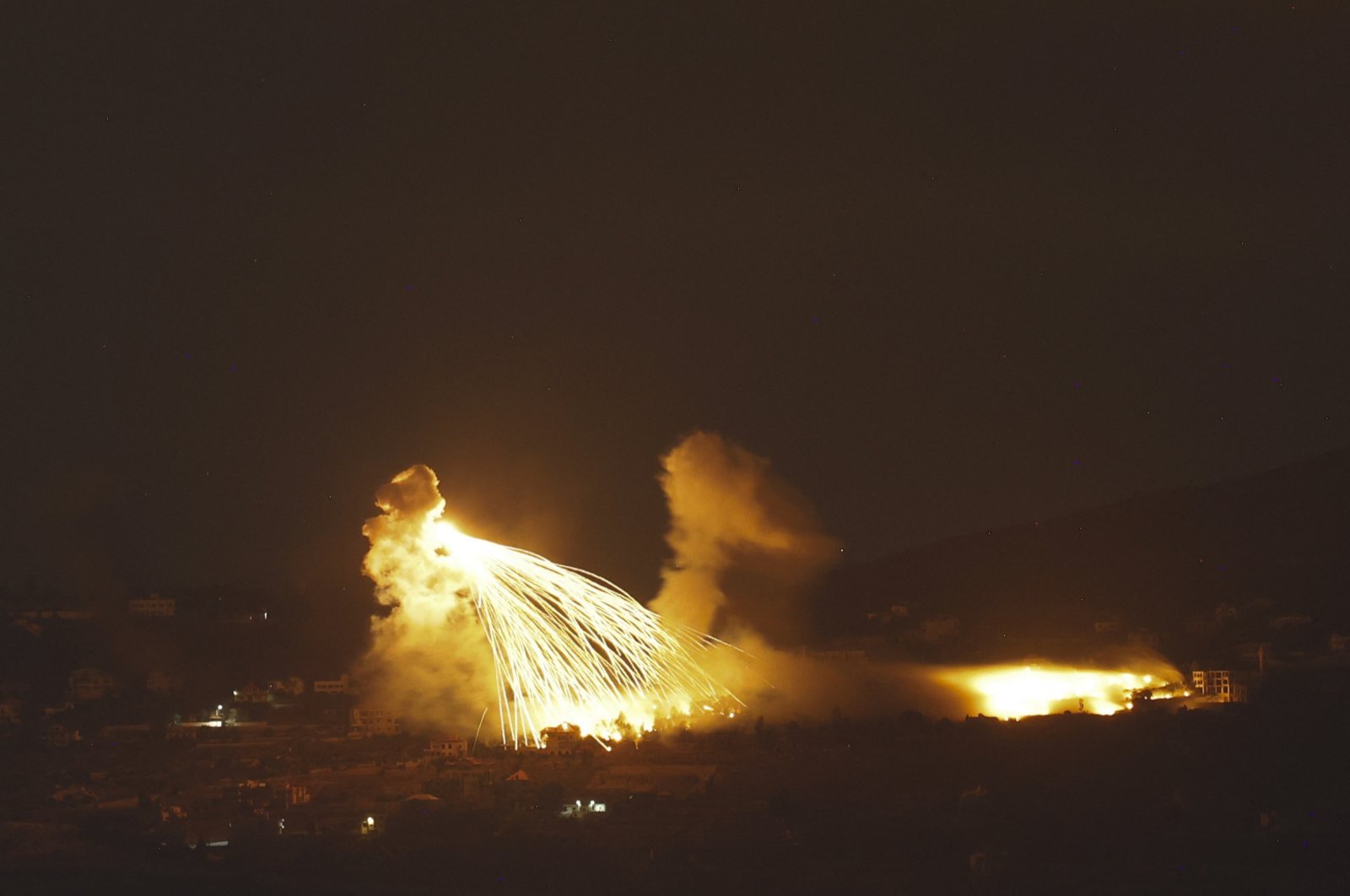 A fire following Israeli bombardment on an area of south Lebanon, Oct. 1, 2024. (AFP Photo)