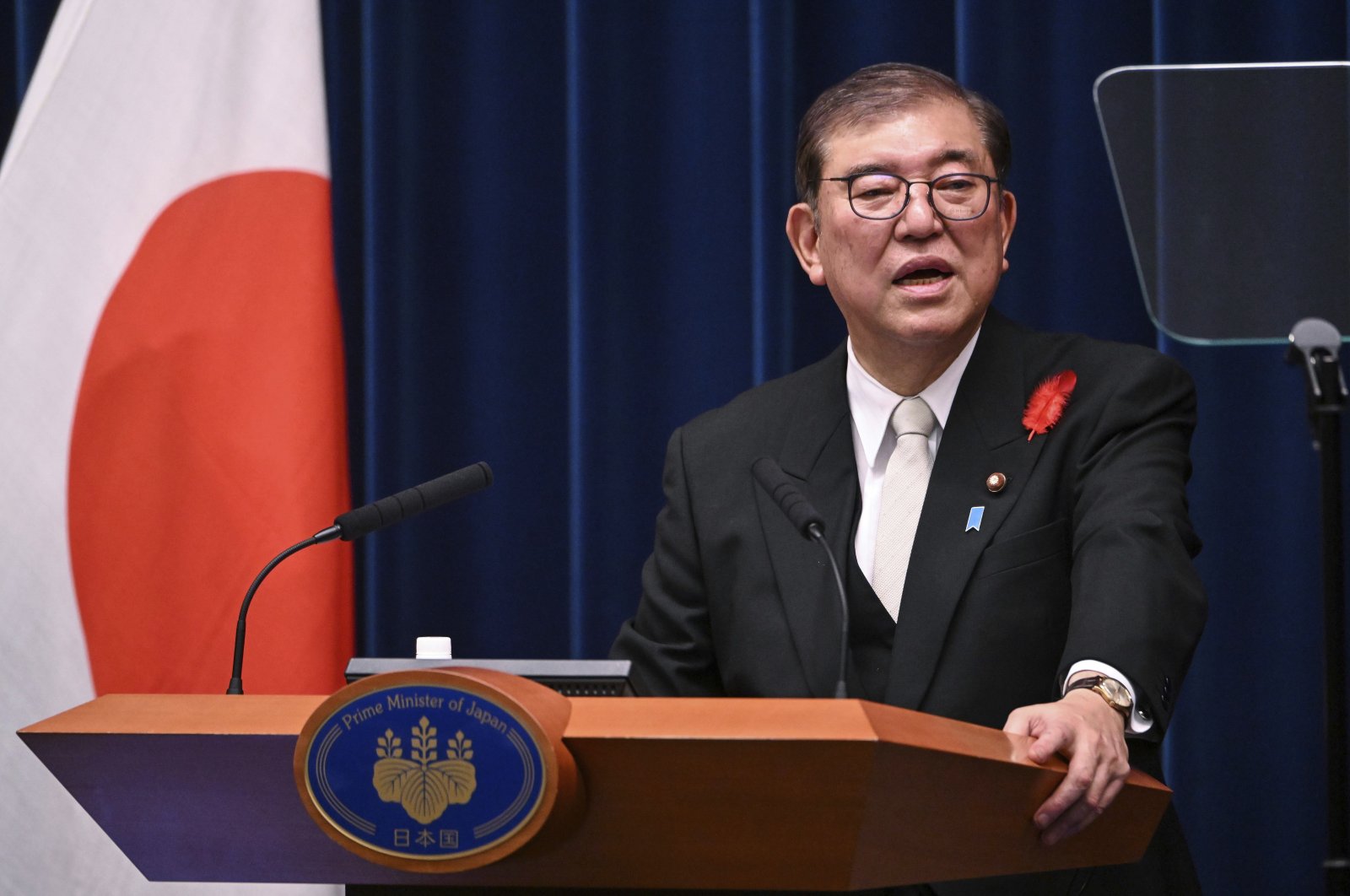 Japan&#039;s newly elected Prime Minister Shigeru Ishiba speaks at a press conference in Tokyo, Japan, Oct. 1, 2024. (AP Photo)