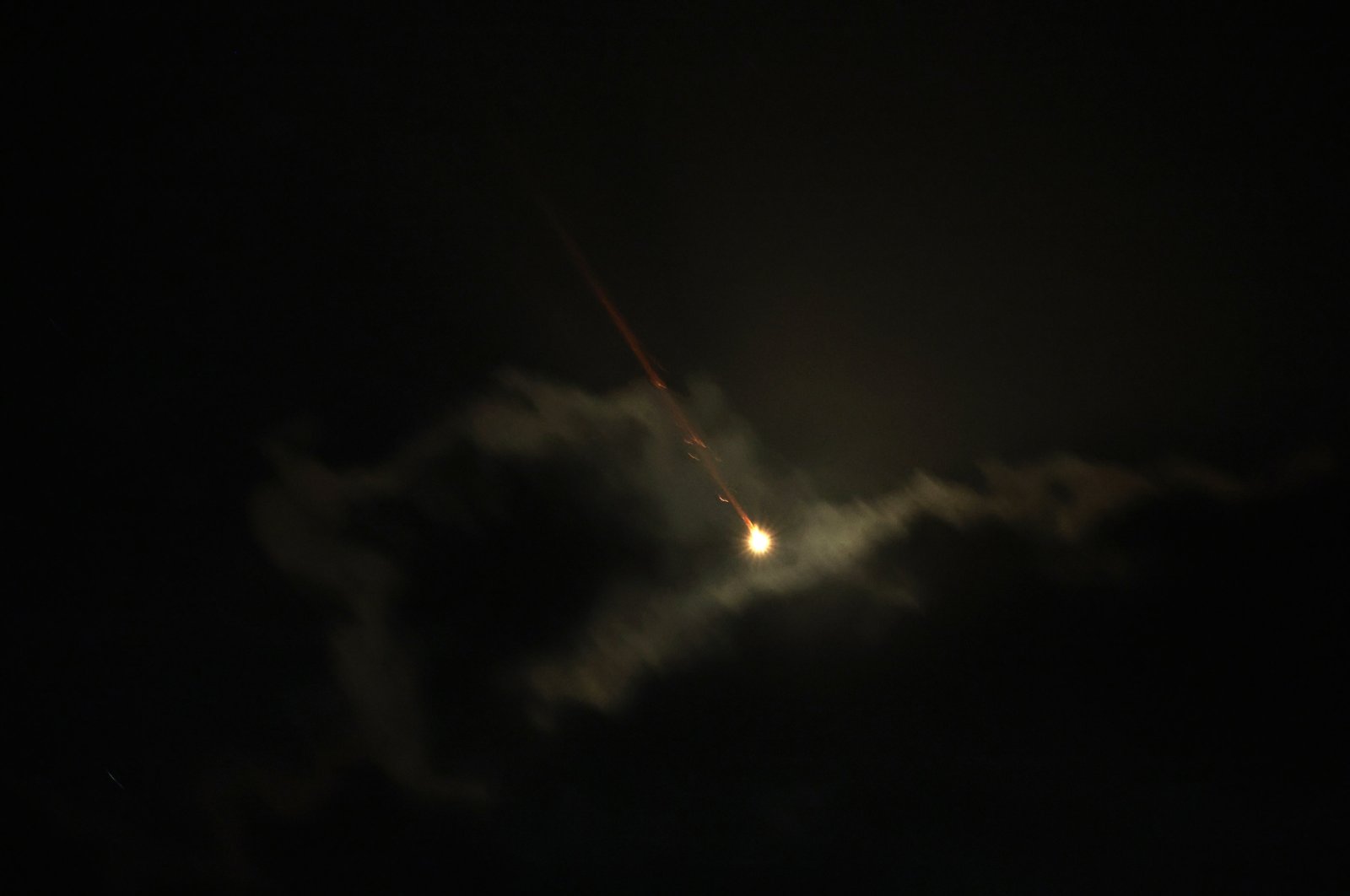 A projectile flies over the Upper Galilee, northern Israel, Oct. 1, 2024. (EPA Photo)