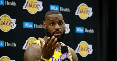 LA Lakers' LeBron James speaks during a Los Angeles Lakers media day at UCLA Health Training Center, El Segundo, California, U.K., Sept. 30, 2024. (AFP Photo)