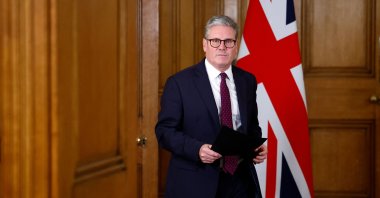 British Prime Minister Keir Starmer arrives to make a statement on the evolving situation in the Middle East, inside 10 Downing Street, central London, U.K., Oct. 1, 2024. (AFP Photo)