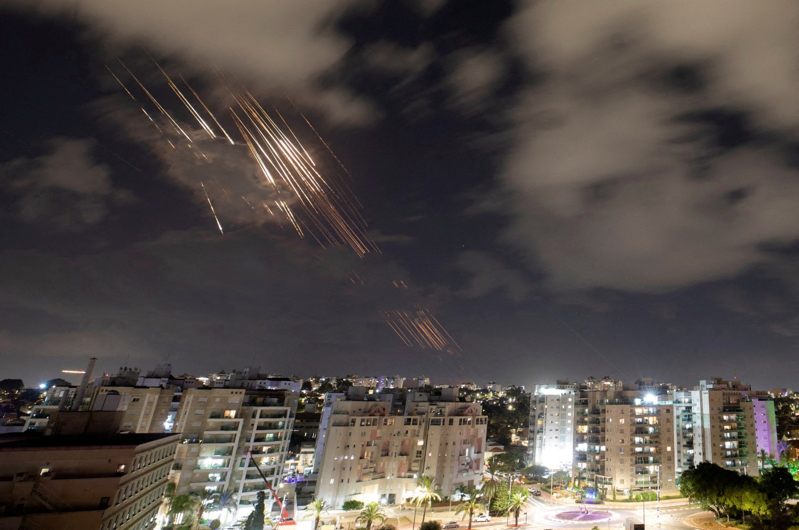 Israel&#039;s Iron Dome anti-missile system intercepts rockets after Iran fired a salvo of ballistic missiles, Ashkelon, Israel, Oct. 1, 2024. (Reuters Photo)