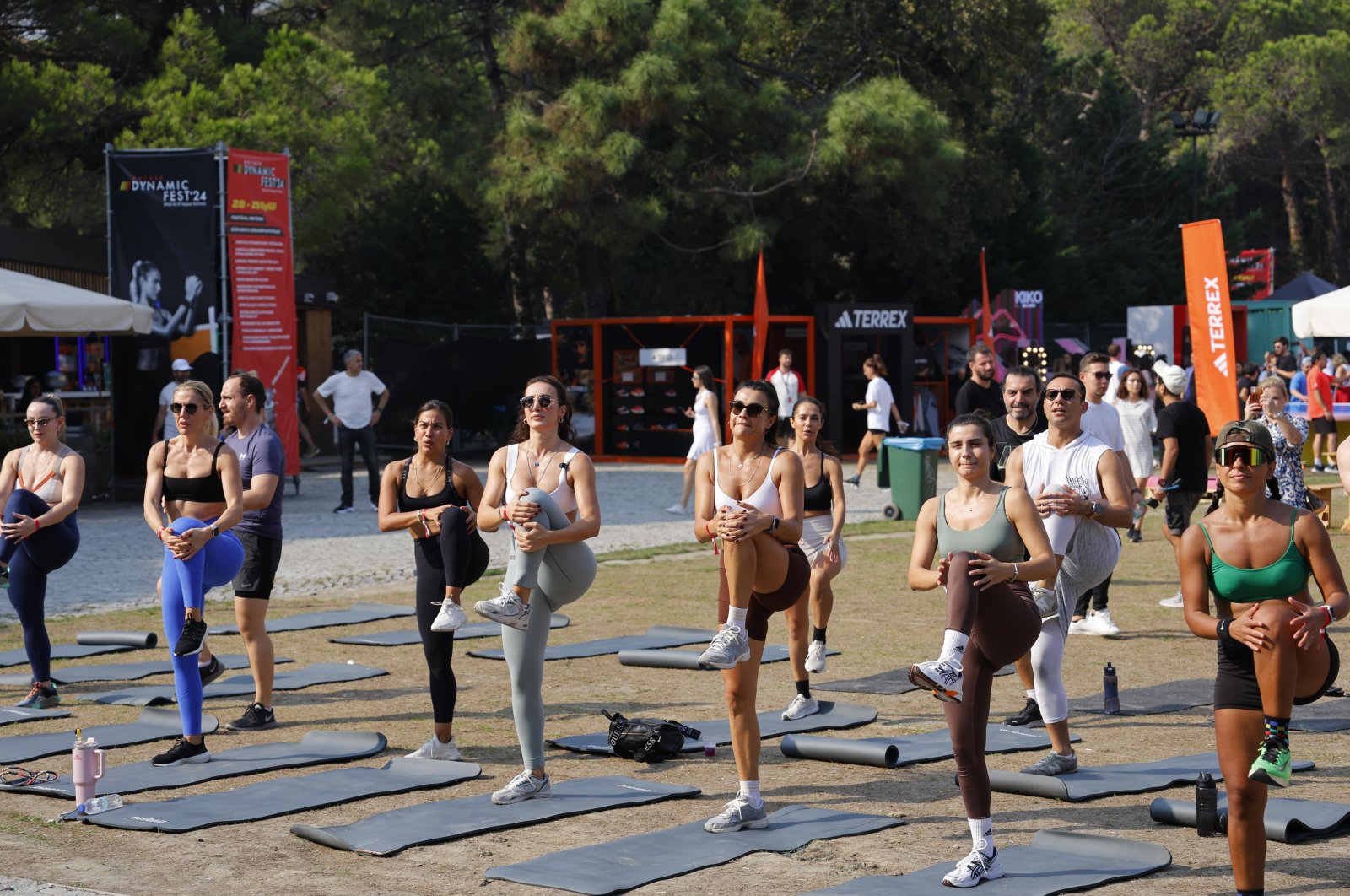 People exercise during the Boyner Dynamic Fest at the Bonus Parkorman, Istanbul, Türkiye, Sept. 28, 2024. (Photo by Elçin Tekirler)