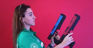 The newly unveiled "National Laser Gun" is being shown at the Youth and Sports Ministry (GSB) stand during Teknofest, Adana, Türkiye, Oct. 3, 2024. (AA Photo)