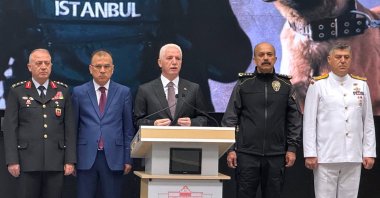 Istanbul Governor Davut Gül (C) speaks at a news conference, Istanbul, Türkiye, Oct. 3, 2024. (AA Photo)