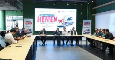 Nine Turkish civil society organizations hold a joint news conference after the attacks on Lebanon, Istanbul, Türkiye, Oct. 3, 2024. (DHA Photo)