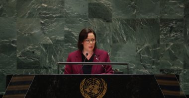 Sweden's Minister of Foreign Affairs Maria Malmer Stenergard speaks during the 79th Session of the United Nations General Assembly at the United Nations headquarters in New York City, Sept. 26, 2024. (AFP Photo)
