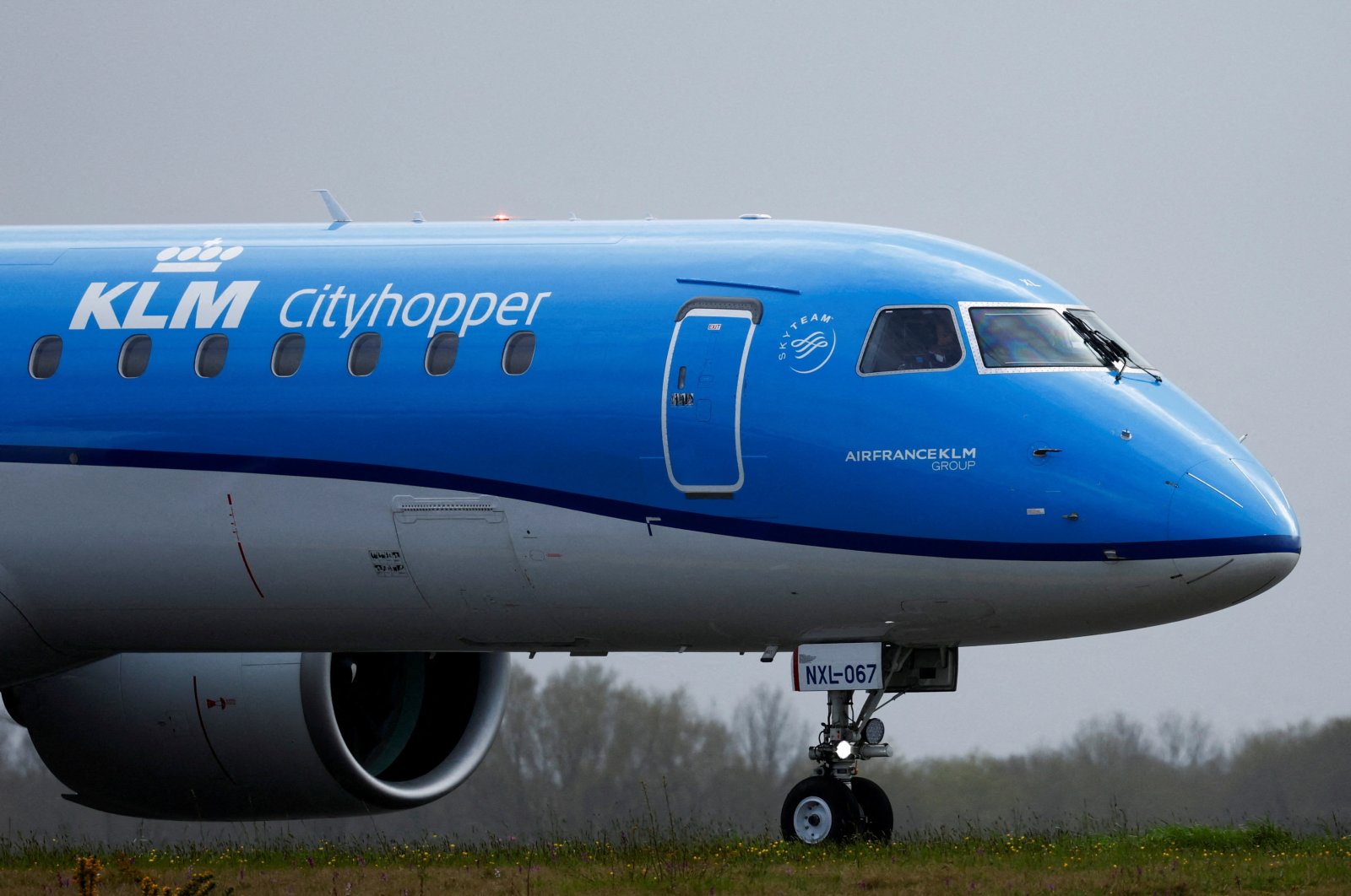 A KLM Embraer E195-E2 aircraft prepares to take off from the Nantes Atlantique Airport in Bouguenais, near Nantes, France, April 3, 2024. (Reuters Photo)