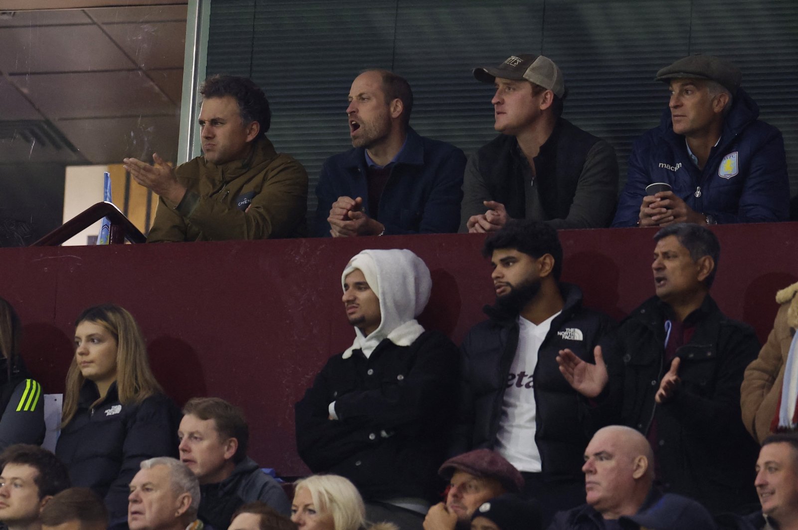 Britain&#039;s Prince William, the Prince of Wales and president of the Football Association, in the stands during the Champions League match between Aston Villa and Bayern Munich, Villa Park, Birmingham, U.K., Oct. 2, 2024. (Reuters Photo)