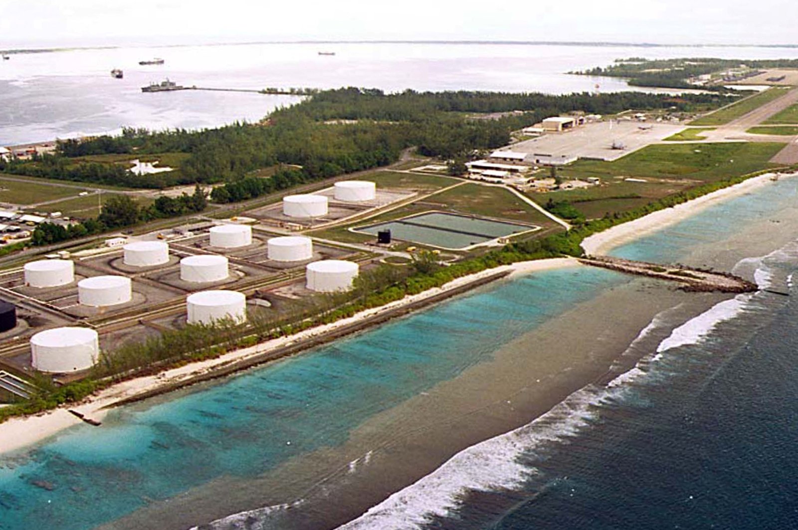 This file photo shows fuel tanks at the edge of a U.S. military airstrip on Diego Garcia, Chagos archipelago. (Reuters Photo)